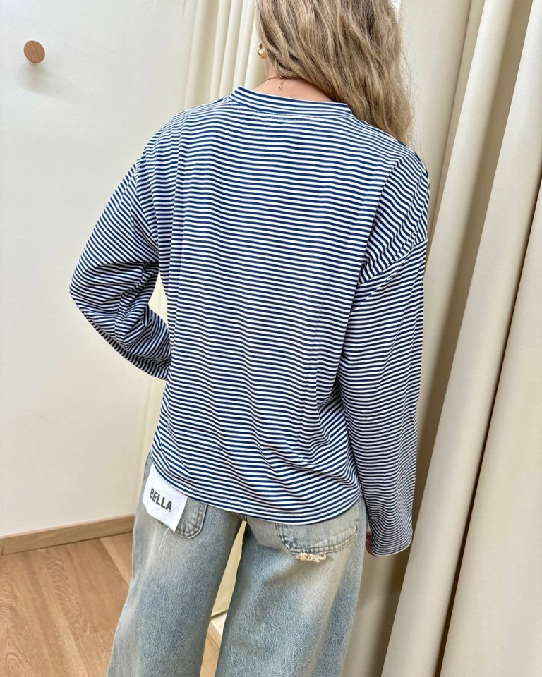 Maglia scatoletta righe blu HaveOne Shop Online Maglia scatoletta righe blu HaveOne