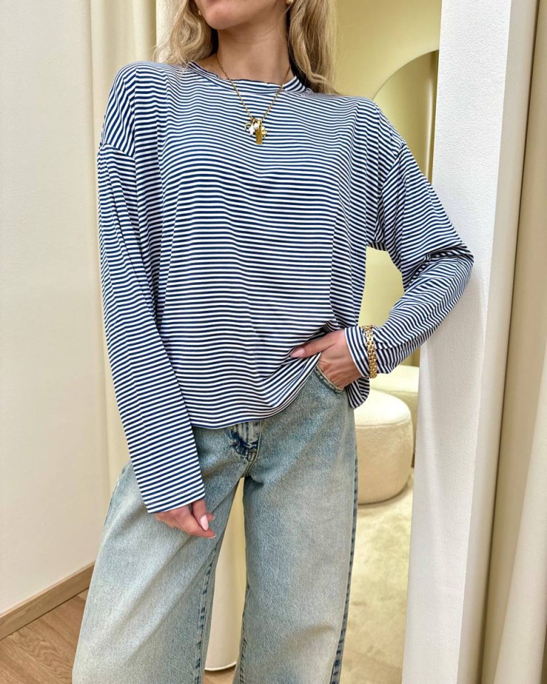 Maglia scatoletta righe blu HaveOne Shop Online Maglia scatoletta righe blu HaveOne