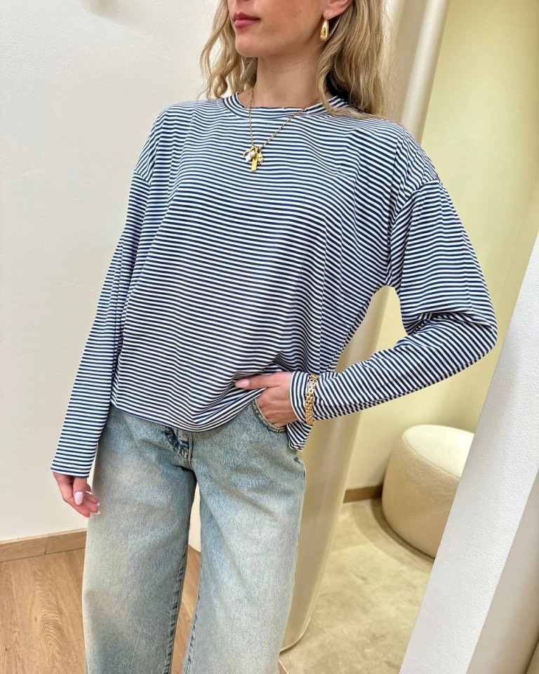 Maglia scatoletta righe blu HaveOne Shop Online Maglia scatoletta righe blu HaveOne