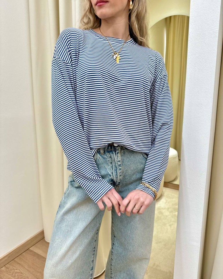 Maglia scatoletta righe blu HaveOne Shop Online Maglia scatoletta righe blu HaveOne