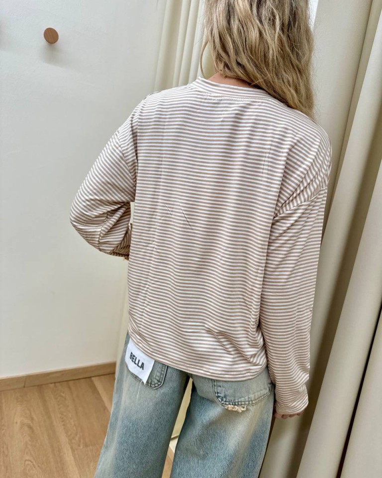 Maglia scatoletta righe beige HaveOne Shop Online Maglia scatoletta righe beige HaveOne