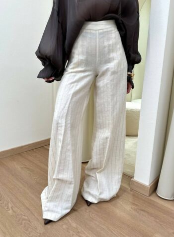 Shop Online Pantalone palazzo burro righe lurex Souvenir