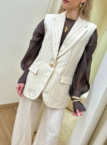 Shop Online Giacca smanicata burro righe lurex Souvenir