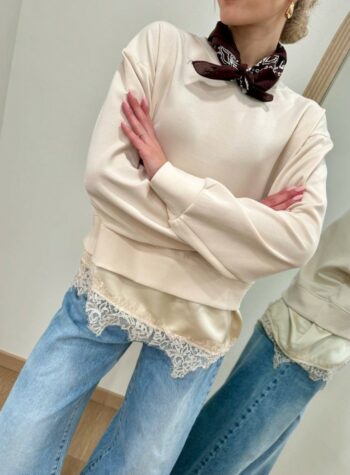 Shop Online Felpa over pizzo avorio HaveOne