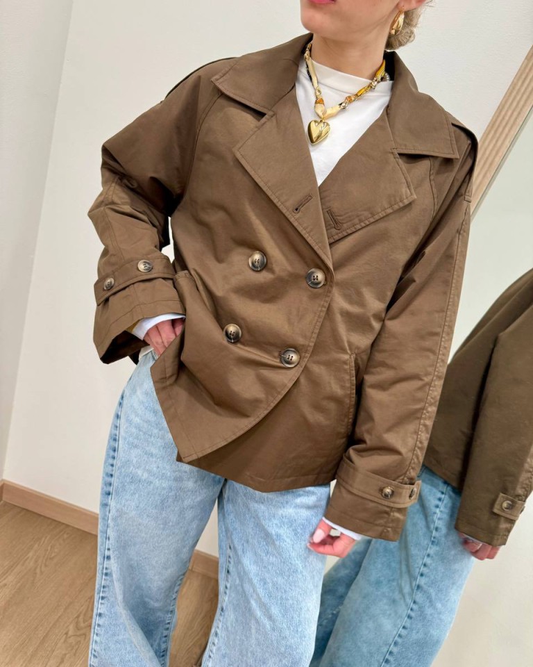 Trench corto doppiopetto moro Susy Mix Shop Online Trench corto doppiopetto moro Susy Mix