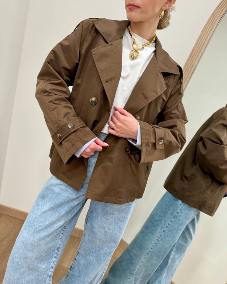 Trench corto doppiopetto moro Susy Mix Shop Online Trench corto doppiopetto moro Susy Mix