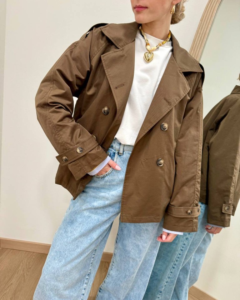 Trench corto doppiopetto moro Susy Mix Shop Online Trench corto doppiopetto moro Susy Mix