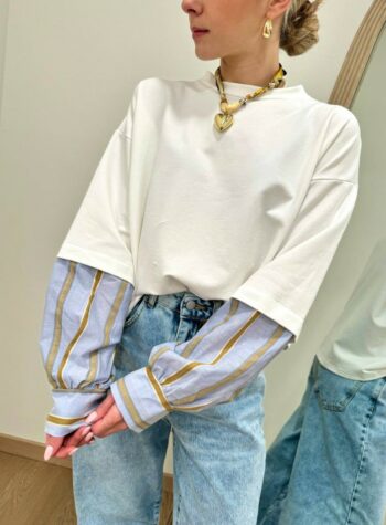 Shop Online Felpa over bianca maniche a camicia Susy Mix