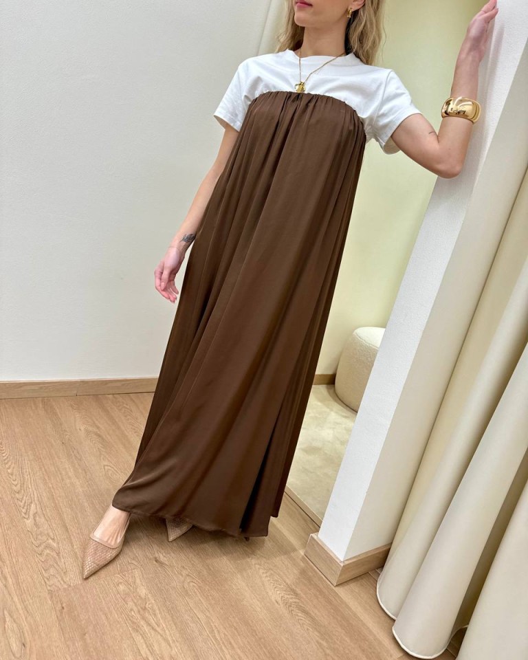 Abito midi a fascia in viscosa moro HaveOne Shop Online Abito midi a fascia in viscosa moro HaveOne