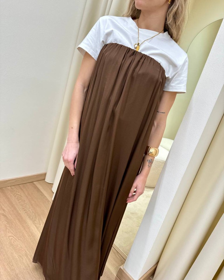 Abito midi a fascia in viscosa moro HaveOne Shop Online Abito midi a fascia in viscosa moro HaveOne