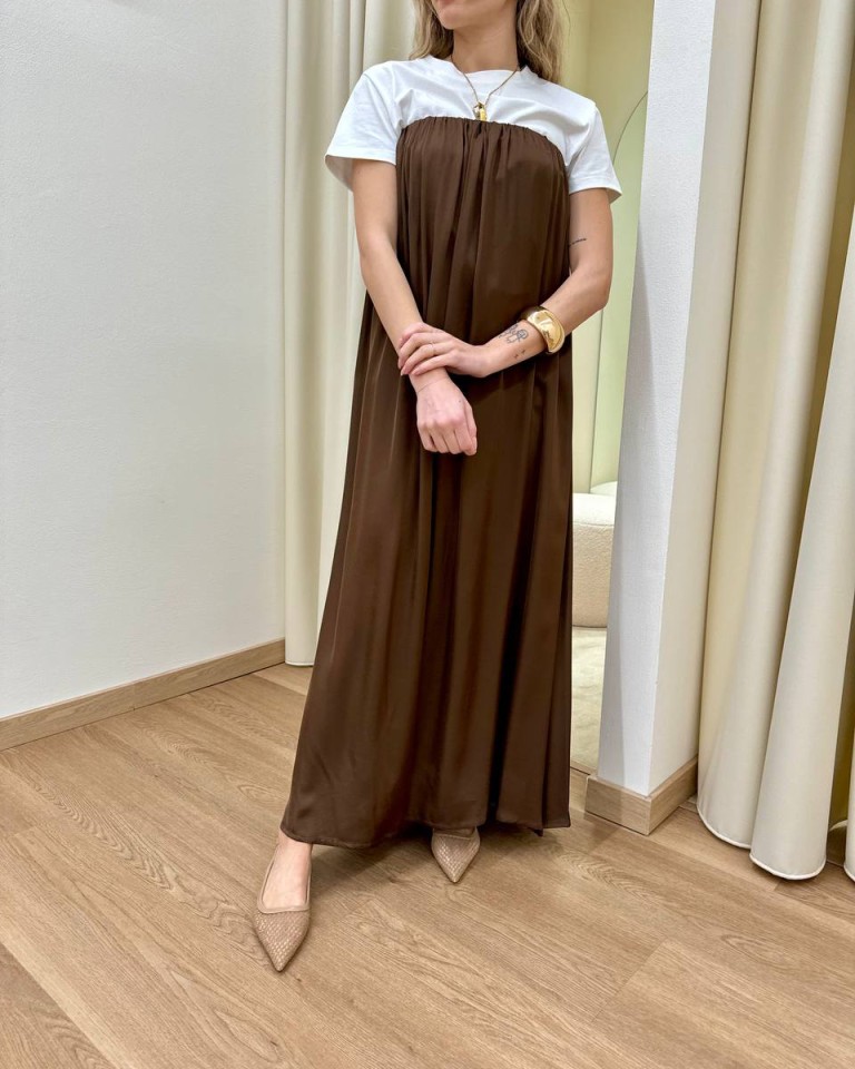 Abito midi a fascia in viscosa moro HaveOne Shop Online Abito midi a fascia in viscosa moro HaveOne