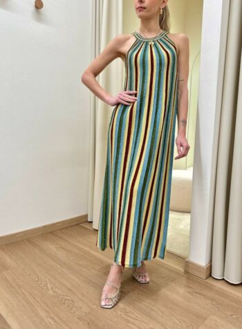 Shop Online Vestito midi righe verde lurex The Loom Archive