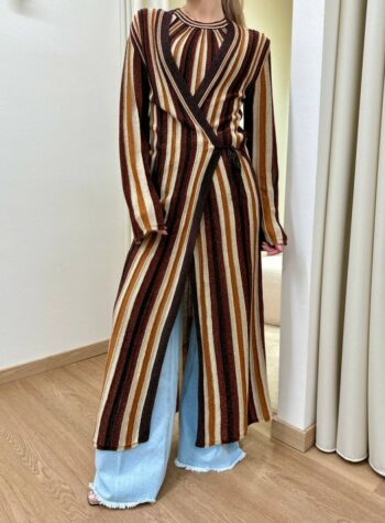 Shop Online Cardigan lungo righe lurex moro The Loom Archive