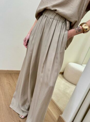 Shop Online Pantalone fluido vita arricciata sabbia Souvenir