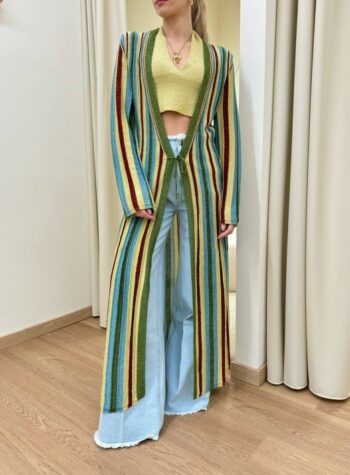 Shop Online Cardigan lungo righe lurex verde The Loom Archive