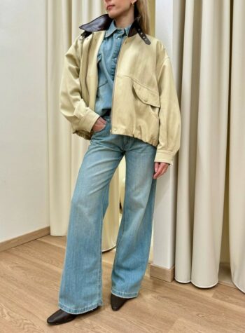 Shop Online Bomber cotone kaki collo ecopelle moro Vicolo