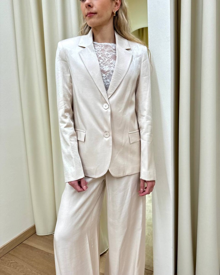 Giacca tessuto semilucido avorio HaveOne Shop Online Giacca tessuto semilucido avorio HaveOne