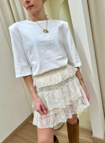 Shop Online T-shirt spalline imbottite e lacci bianca Vicolo