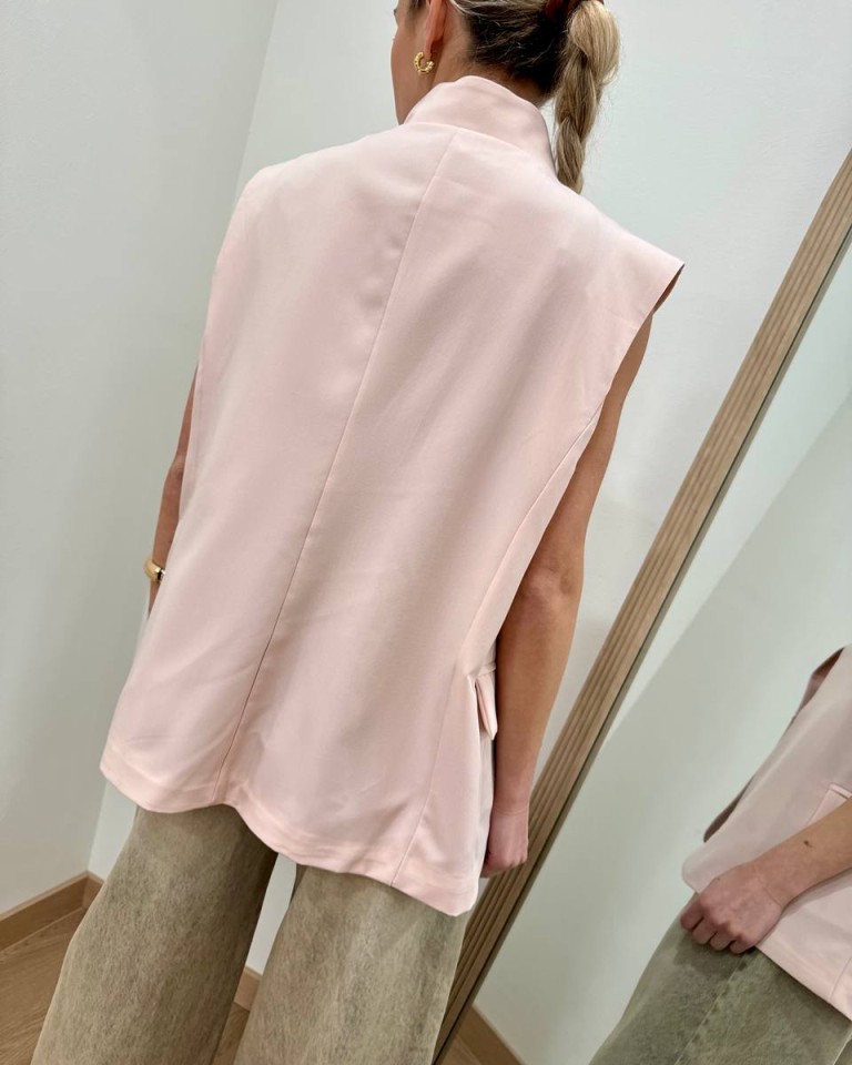 Gilet asimmetrico coreana rosa pastello Susy Mix Shop Online Gilet asimmetrico coreana rosa pastello Susy Mix