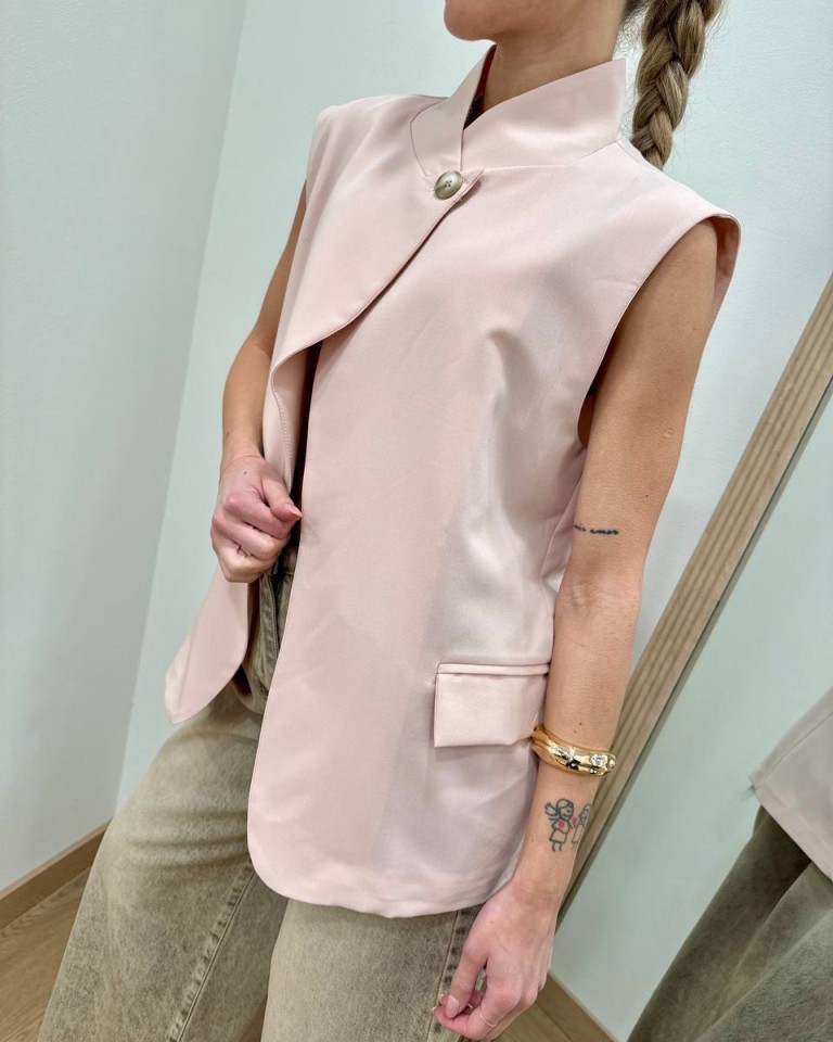 Gilet asimmetrico coreana rosa pastello Susy Mix Shop Online Gilet asimmetrico coreana rosa pastello Susy Mix