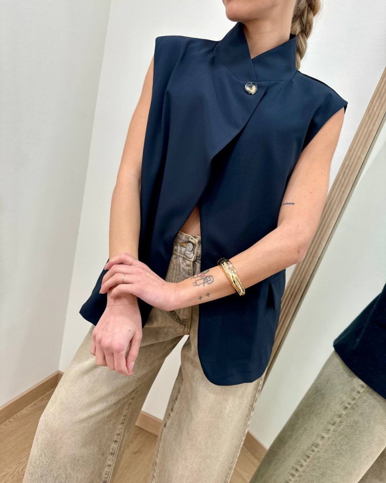 Gilet asimmetrico coreana blu Susy Mix Shop Online Gilet asimmetrico coreana blu Susy Mix