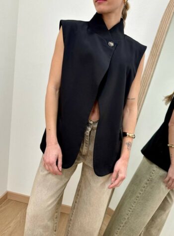 Shop Online Gilet asimmetrico coreana nero Susy Mix