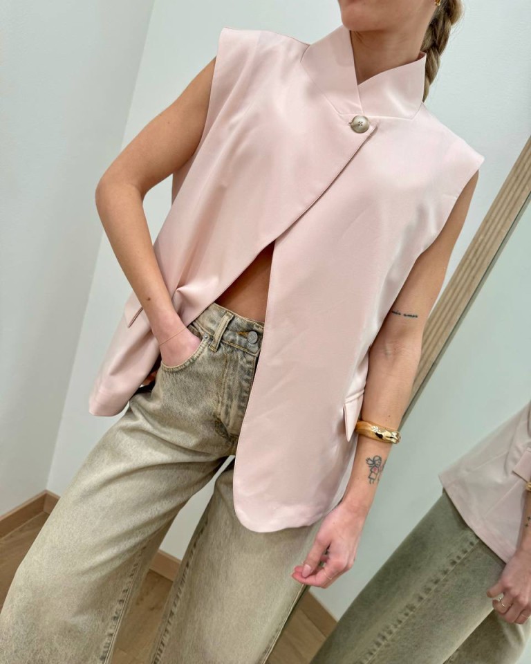 Gilet asimmetrico coreana rosa pastello Susy Mix Shop Online Gilet asimmetrico coreana rosa pastello Susy Mix