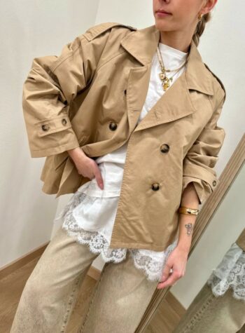 Shop Online Trench corto doppiopetto cammello Susy Mix