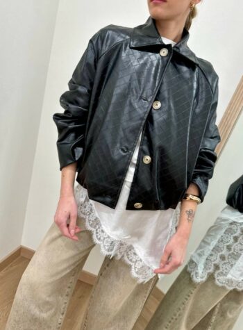 Shop Online Bomber ecopelle nero intreccio Susy Mix