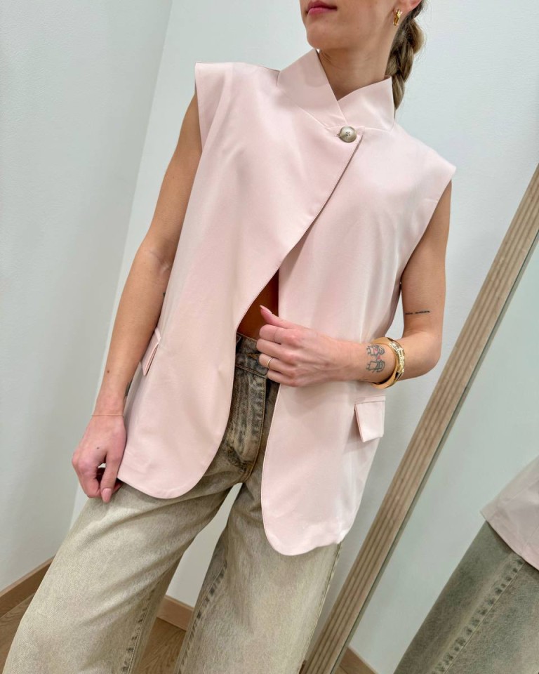 Gilet asimmetrico coreana rosa pastello Susy Mix Shop Online Gilet asimmetrico coreana rosa pastello Susy Mix