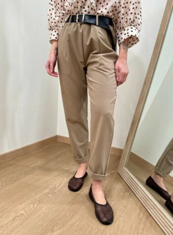 Shop Online Pantalone sigaretta cintura beige Susy Mix