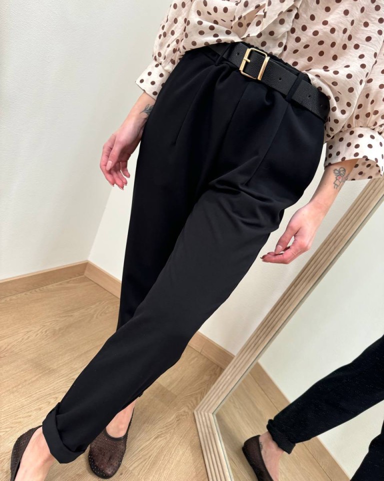 Pantalone sigaretta cintura nero Susy Mix Shop Online Pantalone sigaretta cintura nero Susy Mix