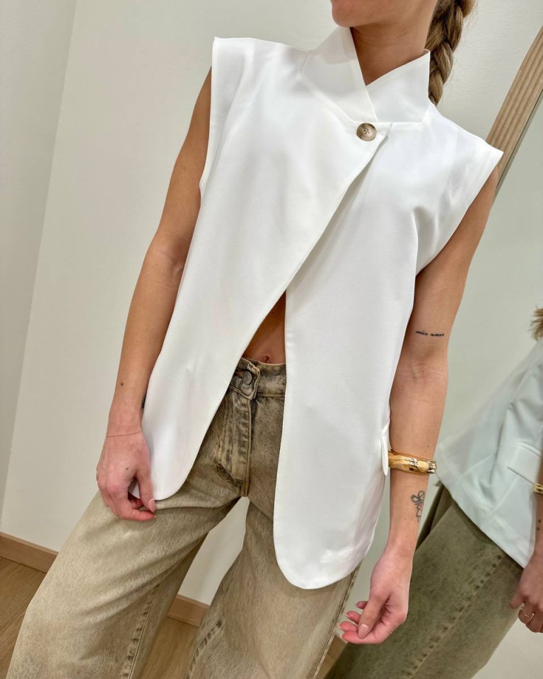 Gilet asimmetrico coreana bianco Susy Mix Shop Online Gilet asimmetrico coreana bianco Susy Mix