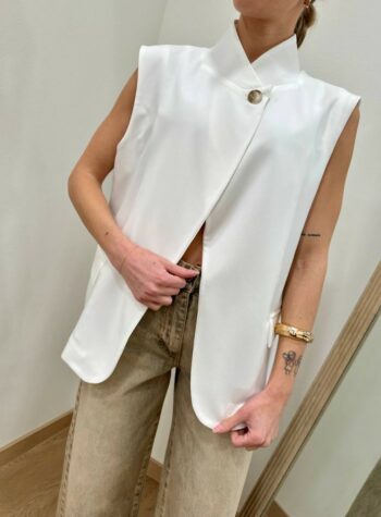 Shop Online Gilet asimmetrico coreana bianco Susy Mix