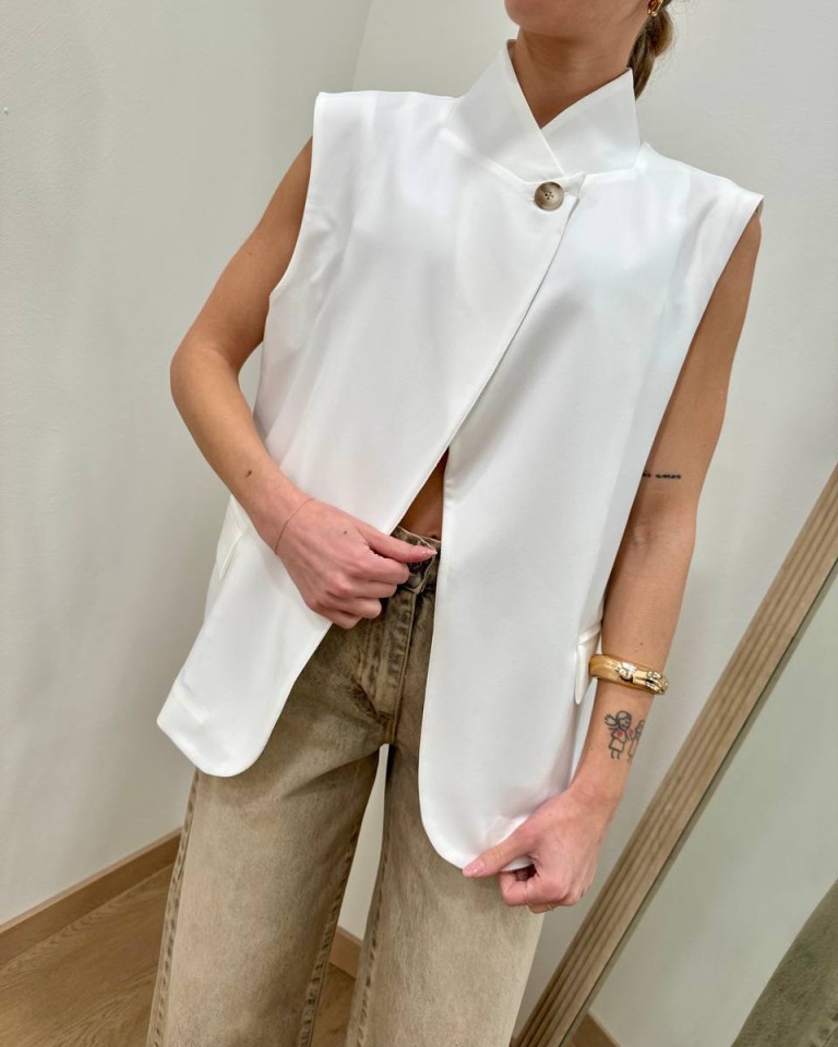 Gilet asimmetrico coreana bianco Susy Mix Shop Online Gilet asimmetrico coreana bianco Susy Mix