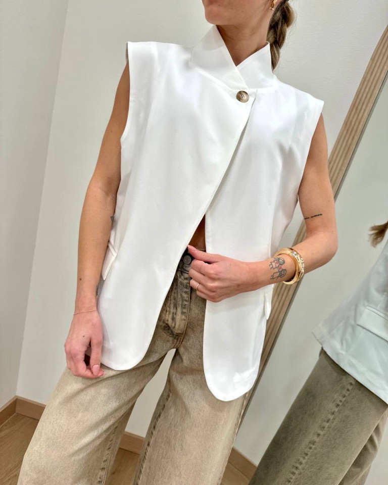 Gilet asimmetrico coreana bianco Susy Mix Shop Online Gilet asimmetrico coreana bianco Susy Mix