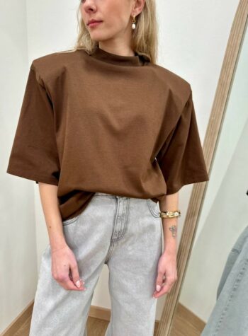 Shop Online T-shirt over spalline imbottite cioccolato Vicolo