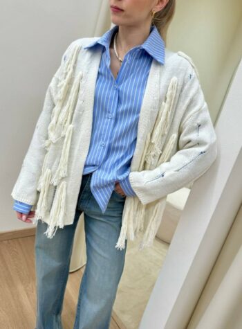 Shop Online Cardigan rotture e sfrangiature burro The Loom Archive