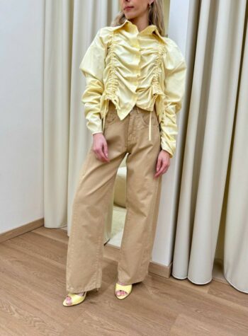 Shop Online Camicia arricciata giallo pastello HaveOne