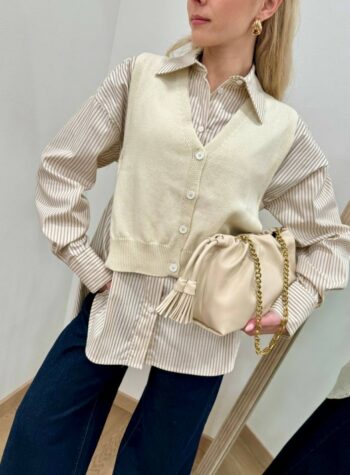 Shop Online Gilet maglia aperture laterali avorio Vicolo