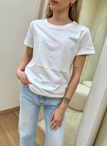 Shop Online T-shirt regular bianca ricamo "Una Vita In Vacansia" Vicolo