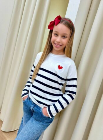 Shop Online Maglia righe panna blu cuore Name It