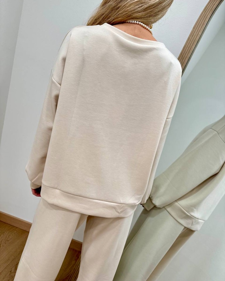 Completo tuta felpa e pantalone avorio Susy Mix Shop Online Completo tuta felpa e pantalone avorio Susy Mix