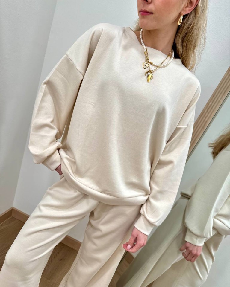 Completo tuta felpa e pantalone avorio Susy Mix Shop Online Completo tuta felpa e pantalone avorio Susy Mix