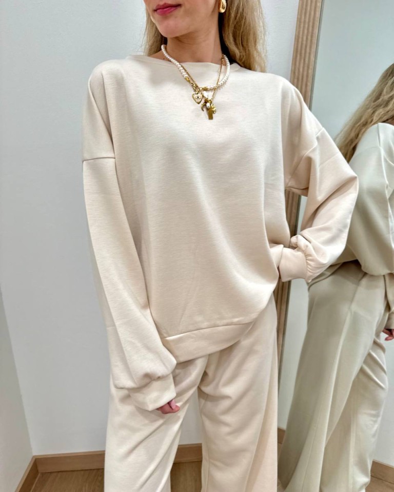 Completo tuta felpa e pantalone avorio Susy Mix Shop Online Completo tuta felpa e pantalone avorio Susy Mix