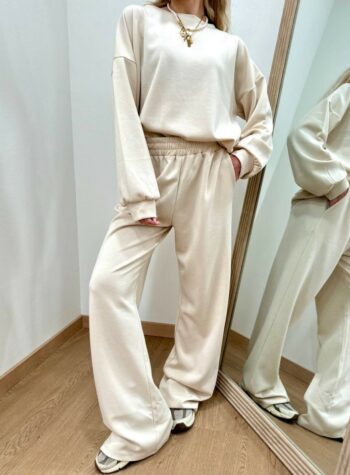 Shop Online Completo tuta felpa e pantalone avorio Susy Mix