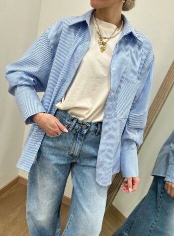 Shop Online Camicia over righe celeste HaveOne