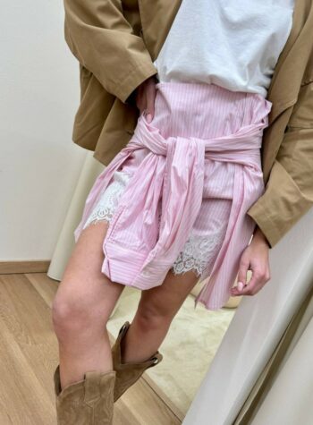 Shop Online Minigonna maniche camicia rosa HaveOne