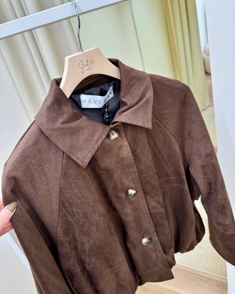 Bomber scamosciato intreccio cioccolato HaveOne Shop Online Bomber scamosciato intreccio cioccolato HaveOne