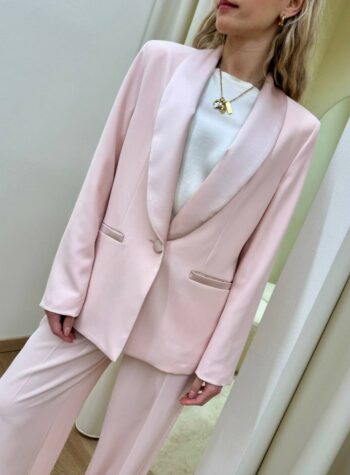 Shop Online Giacca dettagli raso rosa pastello Susy Mix